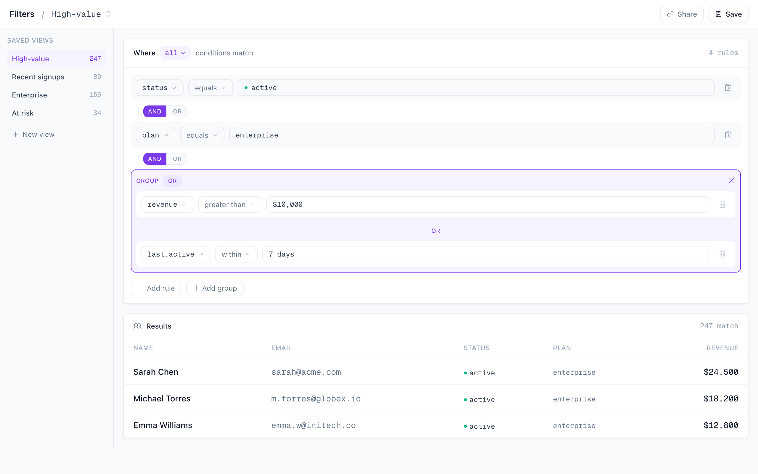 Advanced Filter Builder preview