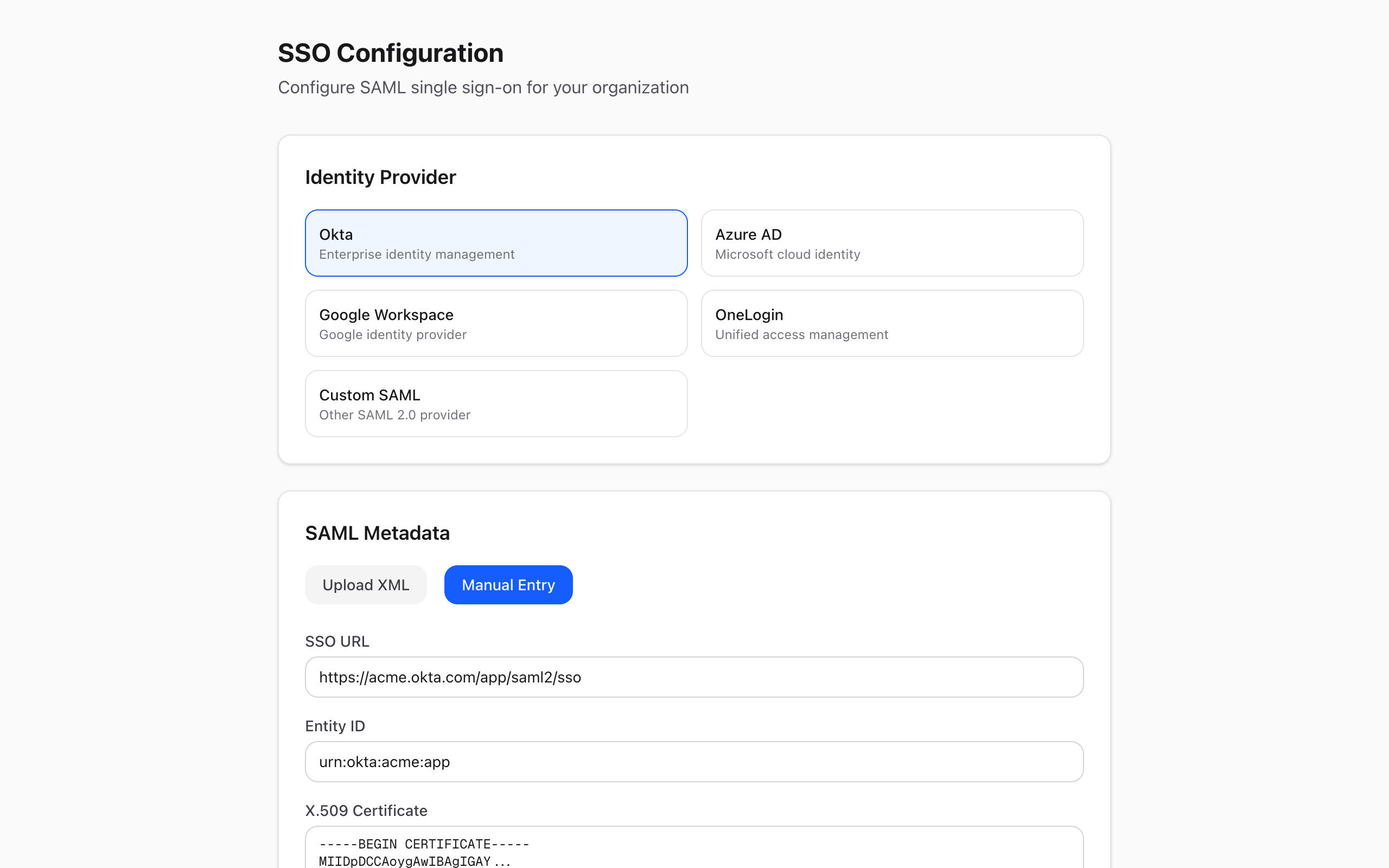SSO Configuration Wizard - Default Claude